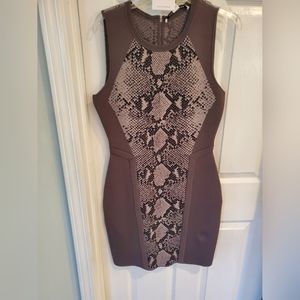 DVF Knit bodycon dress, gray/mushroom, large